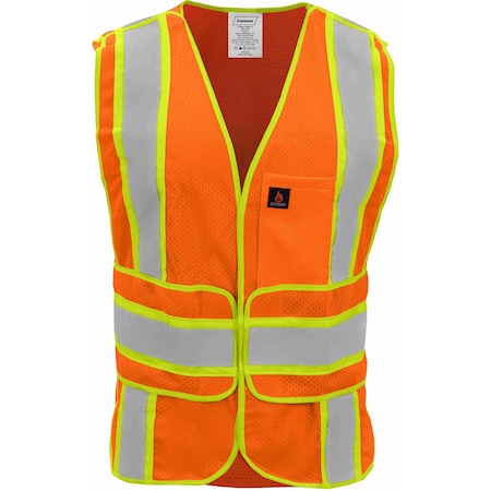 Flame-Retardant Breakaway Vest Class 2 W/ Wraparound Closure (Orange/Medium-Large)